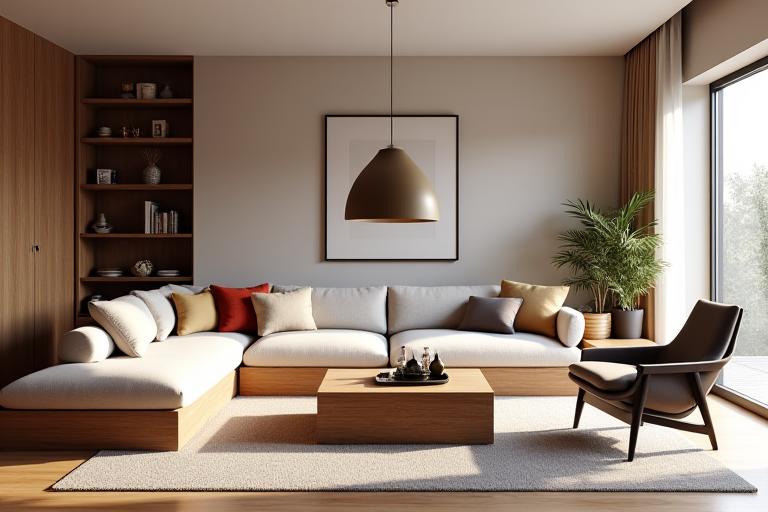 Sala de estar residencial con muebles personalizados